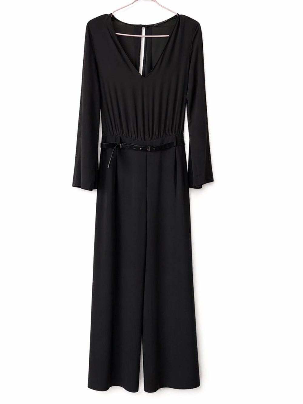 Zara Black Long Sleeve Wide-Leg Jumpsuit
